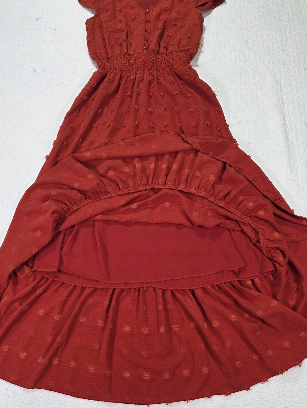 Daniel Rainn Samantha V-Neck Rusty Orange Maxi Dress. - Picture 4 of 8